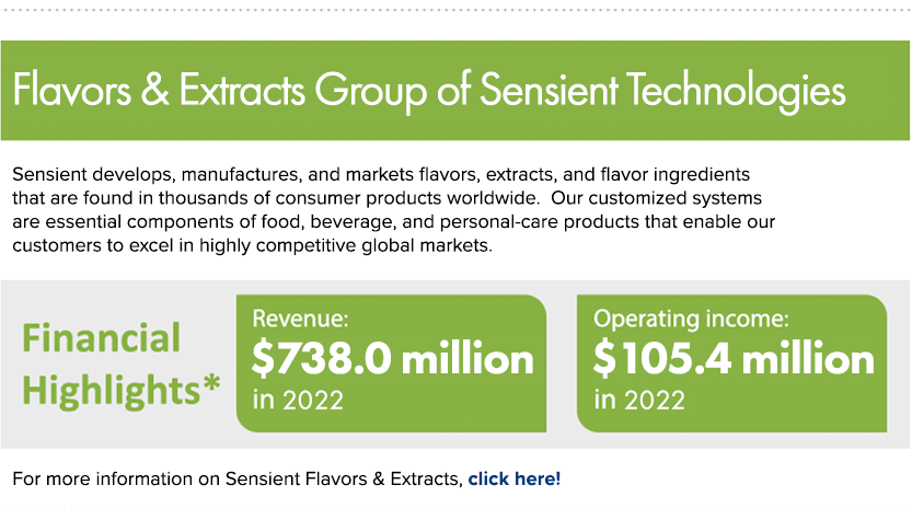 Flavors & Extracts Group of Sensient Technologies