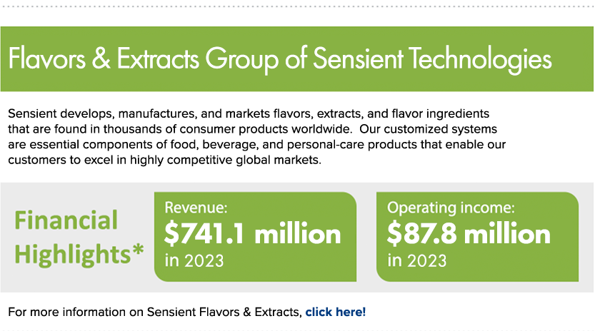 Flavors & Extracts Group of Sensient Technologies